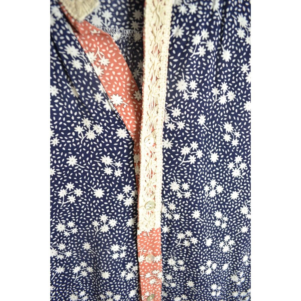 Ellison Women's Large Blue Floral 3/4 Sleeve One Piece Romper - Picture 12 of 13
